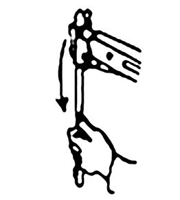 3. Levou rukou vložte do hlavně diabolu. Pažbu potáhněte nahoru, aby se zámek lámacího mechanismu vrátil zpět na místo. Pozor, abyste nepoškodili ústí hlavně.