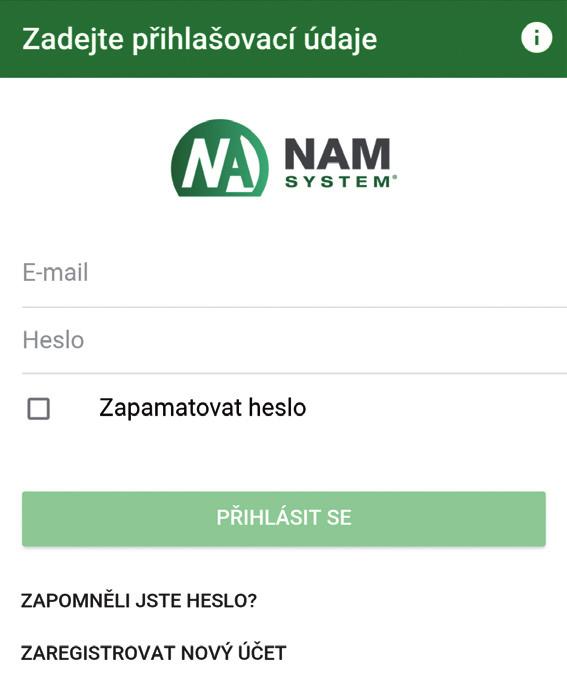 Noví uživatelé TICK tracker aplikace Vytvořte si nové přihlašovací údaje přes odkaz ZAREGISTROVAT NOVÝ ÚČET. Tento odkaz způsobí otevření nového okna uvnitř aplikace.