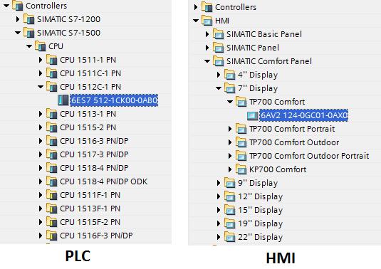 Obr. 5.2: PLC a HMI hardware. Po přidání všech zařízení se přistoupilo k samotnému psaní programu.