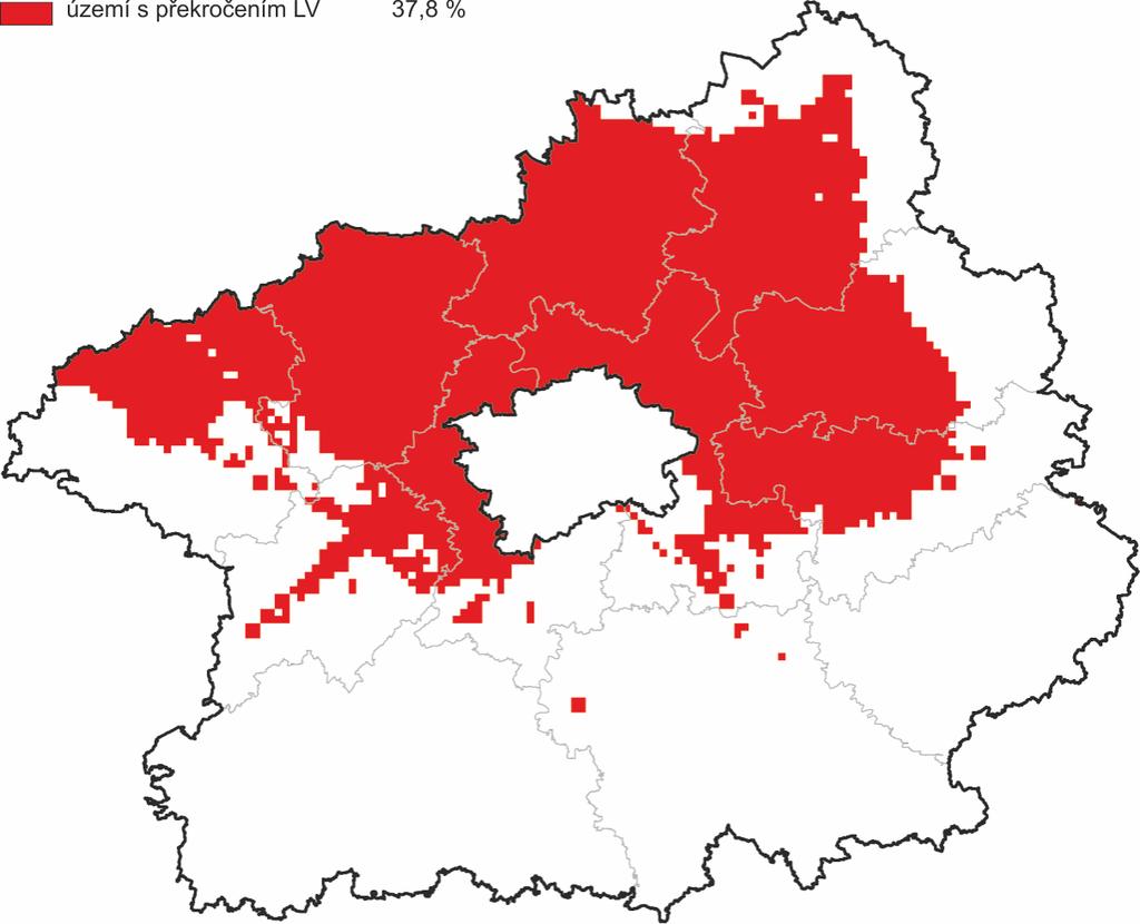 Obrázek 6: Území s překročením imisních limitů, zóna CZ02