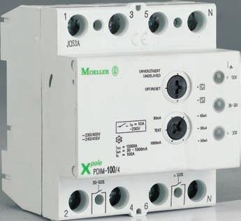 Monitorovací relé reziduálního proudu PDIM Přístroje pro monitorování reziduálních proudů dle ČSN EN 62020 Bez hlavních kontaktů Podmíněná zkratová odolnost 10 ka Jmenovitý reziduální proud