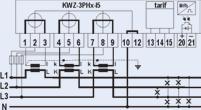 Schéma zapojení Třífázové přímé měření Třífázové polopřímé měření Jednofázové přímé měření KWZ-3PH(D)-D63 KWZ-3PH(D)-I5 Elektrické: Jmenovité napětí U n 230/400 V AC 230/400 V AC Pracovní rozsah 0,9
