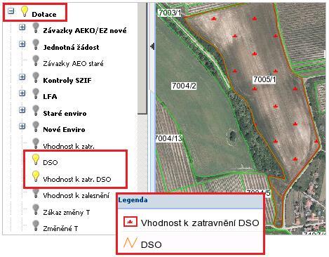 Tisky Na záložce Tisky v informativním výpisu č 3. Agroenvironmentání údaje PRV 2015-2020 k datu, se informace o Vhodný k zatravnění DSO nabízí za sloupcem Vhodný k zatravnění.