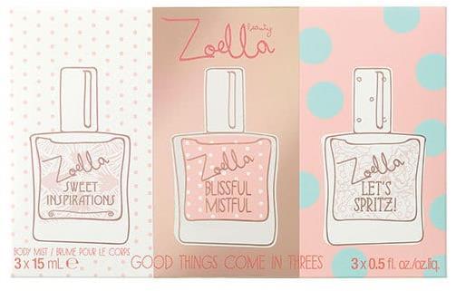 ZOELLA trio tělových vůní BLISSFUL MISTFUL/LET S SPRITZ!/SWEET INSPIRATION ZOELLA šumící koupel PINK BATH WAFERS Tři malé vůně akorát do kabelky.