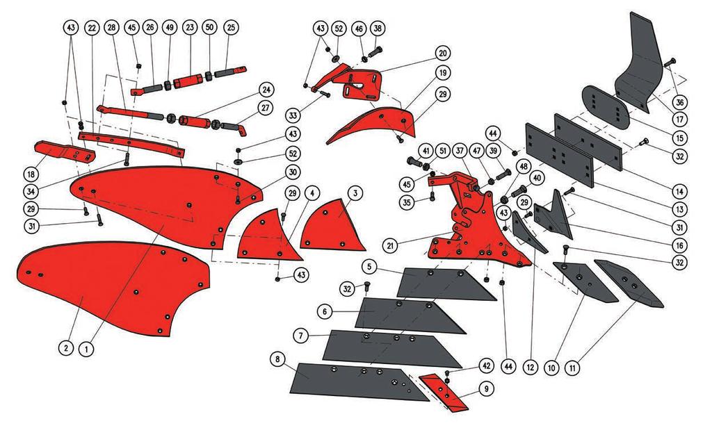 V našem výrobním portfoliu naleznete opotřebitelné náhradní díly na půduzpracující zemědělské stroje mnoha různých typů a značek, především na pluhy, radličkové kypřiče a mnoho dalších.