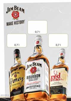 Jim Beam Honey 35%, White Label 40%, Red Stag 40% Black