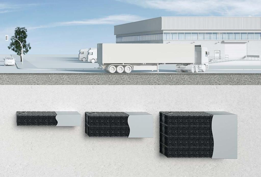 ACO Stormbrixx modulový systém Vsakovací a retenční systémy Informace k plánování Výška krytí Stormbrixx HD Vhodné pro těžkou nákladní dopravu Instalační hloubka Kategorie aplikací nezámrzná