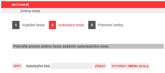 nastavíte i do pole Potvrzení nového hesla. Do dalšího kroku průvodce přejdete pomocí kliknutí na tlačítko POTVRDIT ZMĚNU HESLA. Obrázek 24 - Formulář pro změnu hesla, 1.