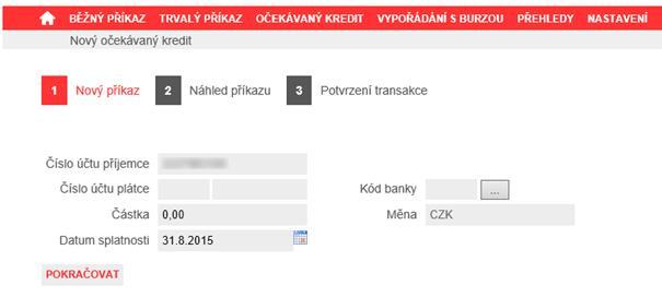 Obrázek 113- Tisk přehledu trvalých příkazů k úhradě 3.10 Očekávané kredity zadání a přehled Očekávané kredity slouží k zapsání příchozích částek na daný účet.