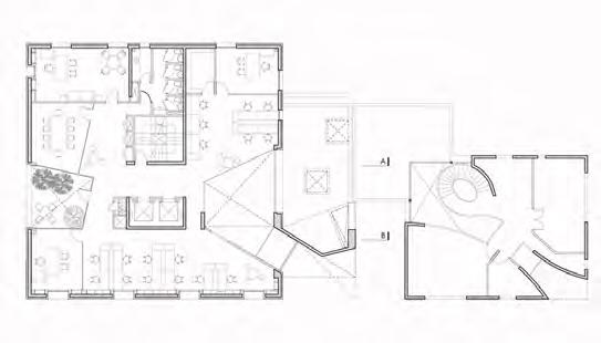 PARKOVIŠTĚ HPP: 2100 m2 OP: 6300 m3 cca 80 automobilů na patro A B Kanceláře - Resiter Office Building Chile (Raimundo Lira Arquitectos)