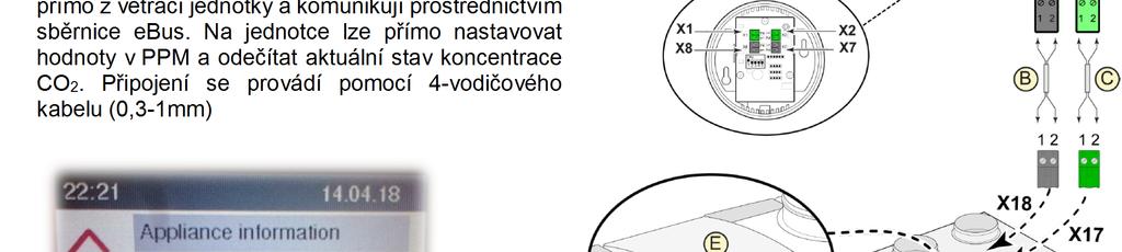 11 Technický list Flair 325 Připojení programovatelného ovladače Air Control Pomocí dvoužilového svorkovnici X17.