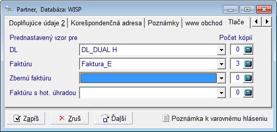 Tlač po vytvorení dokladu. Nastavenie na partnerovi umožňuje tlačiť doklady pre partnera bez náhľadu podľa nastavených vzorov.