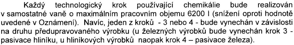 - 5 - kyselé odmaštìní DEMI - oplach 1 DEMI - oplach 2 pasivace AI pasivace Fe sušení Každý technologický krok používající chemikálie bude realizován v samostatné vanì o maximálním pracovním objemu