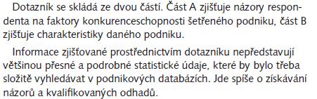 Obsah dotazníku instrukce