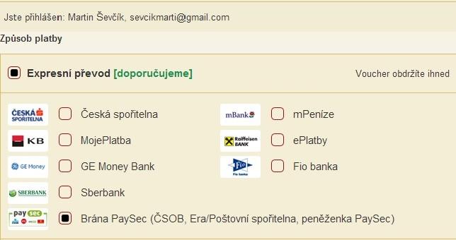 7.3. Platba přes PaySec Tento platební systém jsem vyzkoušel při nákupu na slevovém portálu www.pepa.cz. Po výběru zboţí si uţivatel vybere, kterým platebním prostředkem zaplatí.