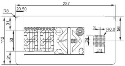 286 - polohová a směrová signalizace - čelní panel z černého polykarbonátu - umístění přivolávačů: na zdi vedle bočního rámu šachetních dveří - umístění signalizace: na zdi nad horním rámem