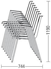 Jednací & kavárenská židle 6606 a 6608: Podnož z přesné ocelové trubky, plastové kluzáky. Skořepina sedáku z bukové překližky, dub nebo z polypropylenu (jedno nebo dvoubarevná).