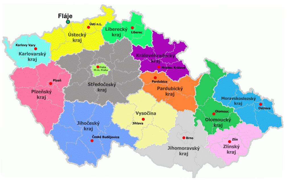 KAPITOLA 1. HISTORIE ZA JMOVE HO U ZEMI 7 Obra zek 1.4: Lokalizace Fla jı v ra mci C R Obra zek 1.5: Obec Fla je na mape Mu llerova mapova nı (zdroj: Historicky u stav AV C R) III.