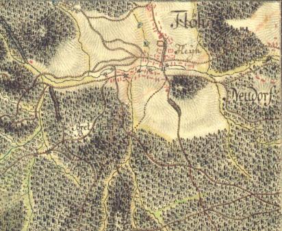 KAPITOLA 1. HISTORIE ZÁJMOVÉHO ÚZEMÍ 8 Obrázek 1.6: Obec Fláje na mapě I. vojenského mapování 1 : 75 000 nese název Fláje (Fleyh) a nachází se na mapovém listu s označením 3751 (obr. 1.9).