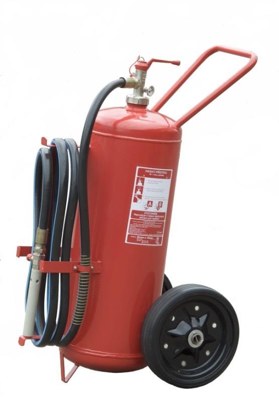 Pojazdný hasiaci prístroj práškový- P 50 Te Množstvo náplne 50 kg Teplotný funkčný rozsah od -20 C, do +60 C Minimálny hasiaci účinok A, IIIB, C Použiteľnosť na triedy požiarov A, B, C Výška 1070 mm
