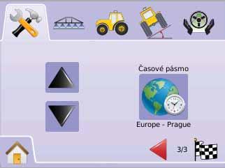 Časové pásmo Časové pásmo určuje místní čas. 1. Stiskněte IKONU REGIONÁLNÍHO NASTAVENÍ. 2. Stiskněte IKONU ČASOVÉHO PÁSMA. 3.