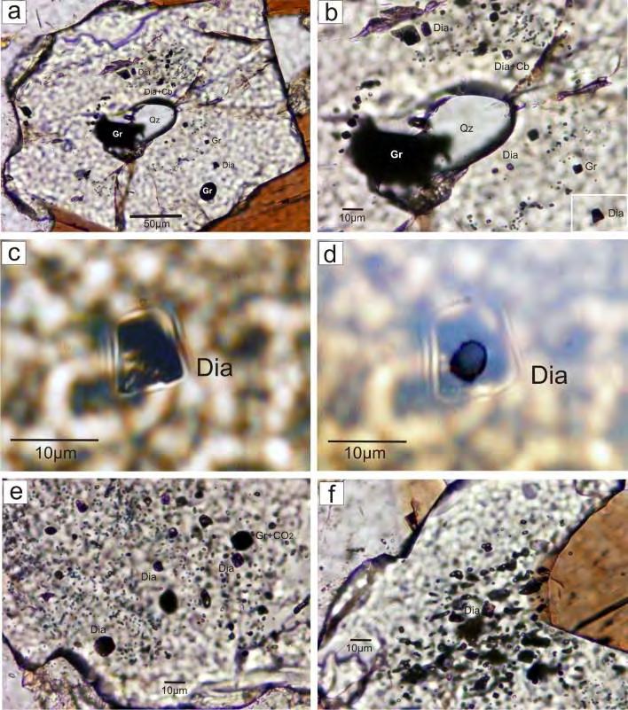 Diamanty tvoria drobné kryštály (5-50 mikrometrov), ktoré sú
