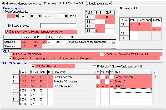 SATEL GPRS-T1 13 4.3.3 ZÁLOŽKA " PŘENOSOVÝ TEST, CLIP/ZASÍLÁNÍ SMS " Obr. 8. Záložka " Přenosový test, zasílání SMS/CLIP".