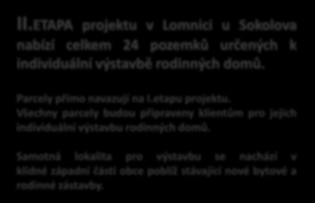 výstavbě rodinných domů. I.