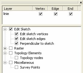 před samotnou editací linií je nutné definovat parametry chytání v menu Editor