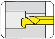 ZPĚTNÉ VNITŘNÍ SOUSTRUŽENÍ BACKBORING (internal) A BŘITOVÁ DESTIČKA 105 INSERT do otvoru od Ø Bore Ø from 3,0 mm B105 BKT105 105 C105 VDI r f a d l 2 l 5 t max D min TF45 T35 R/L105.3013.2.3 15 30 R/L105.