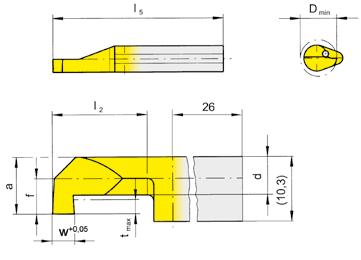ZAPICOVÁNÍ (vnitřní) Ø 8,0 mm GROOVING (internal) BŘITOVÁ DESTIČKA 110 INSERT B do otvoru od Ø Bore Ø from 8,0 mm B110 w f a d l 2 l 5 t max D min T35 R/L110.0100.5.8 1,0 30 60 R/L110.0200.5.8 2,0 30 60 R/L110.