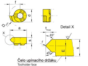 SRAŽENÍ RAN a ZPĚTNÉ SOUSTRUŽENÍ (vnitřní) CAMFERING and BACKBORING (internal) BŘITOVÁ DESTIČKA 108 INSERT do otvoru od Ø hloubka řezu do Bore Ø