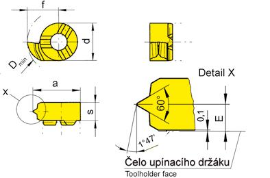 SOUSTRUŽENÍ ZÁVITU (vnitřní) plný profil TREADING (internal) Full profile BŘITOVÁ DESTIČKA 108 INSERT závitů na palec Threads per