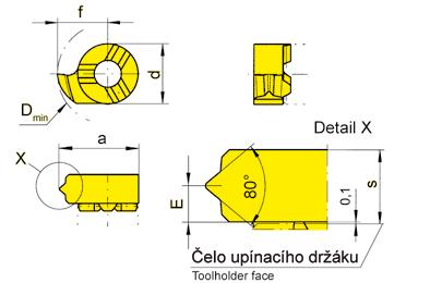 SOUSTRUŽENÍ ZÁVITU (vnitřní) plný profil TREADING (internal) Full profile BŘITOVÁ DESTIČKA 108 INSERT C závitů na palec Threads per