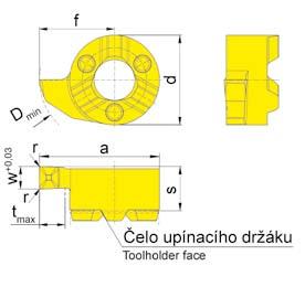 ZAPICOVÁNÍ (vnitřní) Ø 11,0 mm GROOVING (internal) BŘITOVÁ DESTIČKA INSERT S111 do otvoru od Ø hloubka zápichu do šířka zápichu Bore Ø from Depth of groove up to Width of groove 11,0 mm 2,3 mm