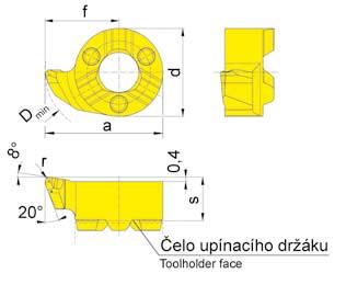 VNITŘNÍ SOUSTRUŽENÍ Ø 11,0 mm BORING and PROFILING BŘITOVÁ DESTIČKA INSERT S111 do otvoru od Ø Bore Ø from 11,0 mm 125 B111 E Geometrie.R Geometry.R r s f a d D min T35 LS111.1867.