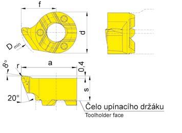 VNITŘNÍ SOUSTRUŽENÍ Ø 9,8 mm BORING and PROFILING BŘITOVÁ DESTIČKA INSERT S11P do otvoru od Ø Bore Ø from 9,8 mm B11P F Geometrie.R Geometry.R r s f a d D min T35 LS11P.1859.