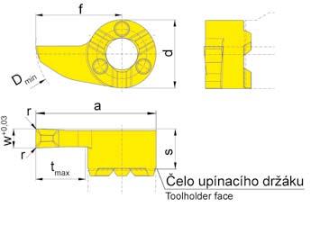 ZAPICOVÁNÍ (vnitřní) Ø 16,5 mm GROOVING (internal) BŘITOVÁ DESTIČKA INSERT S114 do otvoru od Ø hloubka zápichu šířka zápichu Bore Ø from Depth of groove Width of groove 16,5 mm 6,5 mm 2,0-3,0 mm B114