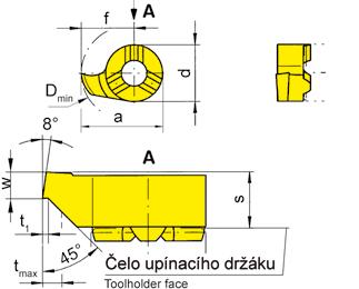 PŘEDZAPICOVANÍ a SRAŽENÍ RAN (vnitřní) PREGROOVING and CAMFERING (internal) BŘITOVÁ DESTIČKA 116 INSERT do otvoru od Ø