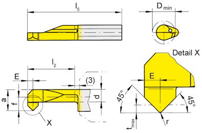 A VNITŘNÍ SOUSTRUŽENÍ a SRAŽENÍ RAN BORING, PROFILING and CAMFERING BŘITOVÁ DESTIČKA 105 INSERT do otvoru od Ø Bore Ø from 5,0 mm B105