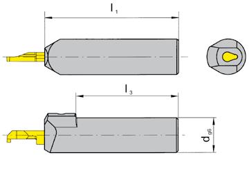 ZAPICOVÁNÍ a VNITŘNÍ SOUSTRUŽENÍ GROOVING and BORING A UPÍNACÍ DRŽÁK TOOLOLDER B105 s vnitřním chlazením with through coolant supply do otvoru od Ø hloubka zápichu do šířka zápichu do Bore Ø from