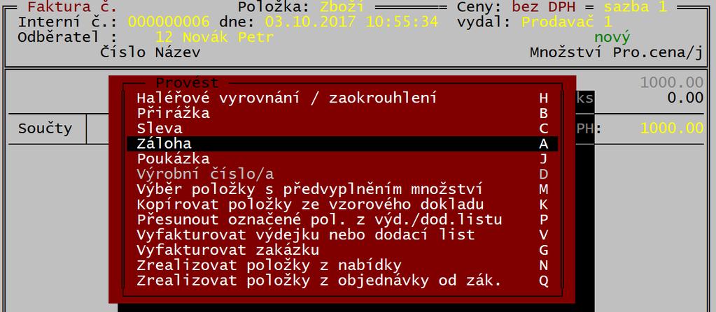 Vlastní vyčíslení slevy nebo přirážky na dokladu závisí na nastavení parametru PARAMETRY SLEV NA DOKLADECH V GLOBÁLNÍ KONFIGURACI.