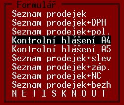 TRIFID 2018 STANDARD Uživatelská příručka Exporty prodejek Kontrolní hlášení Prodejky lze exportovat na disk, nebo FTP server podobným způsobem, jako ostatní doklady.