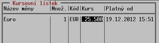 V oddílu Měny je kromě názvu domácí měny i parametr Euro, který je třeba nastavit na hodnotu Používat.