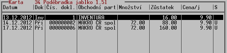 TRIFID 2018 STANDARD Uživatelská příručka Po seznamu je možno cestovat kurzorem a v případě potřeby je možno převzít do