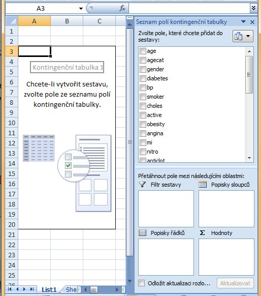 tabulce Microsoft Office 2007 filtr