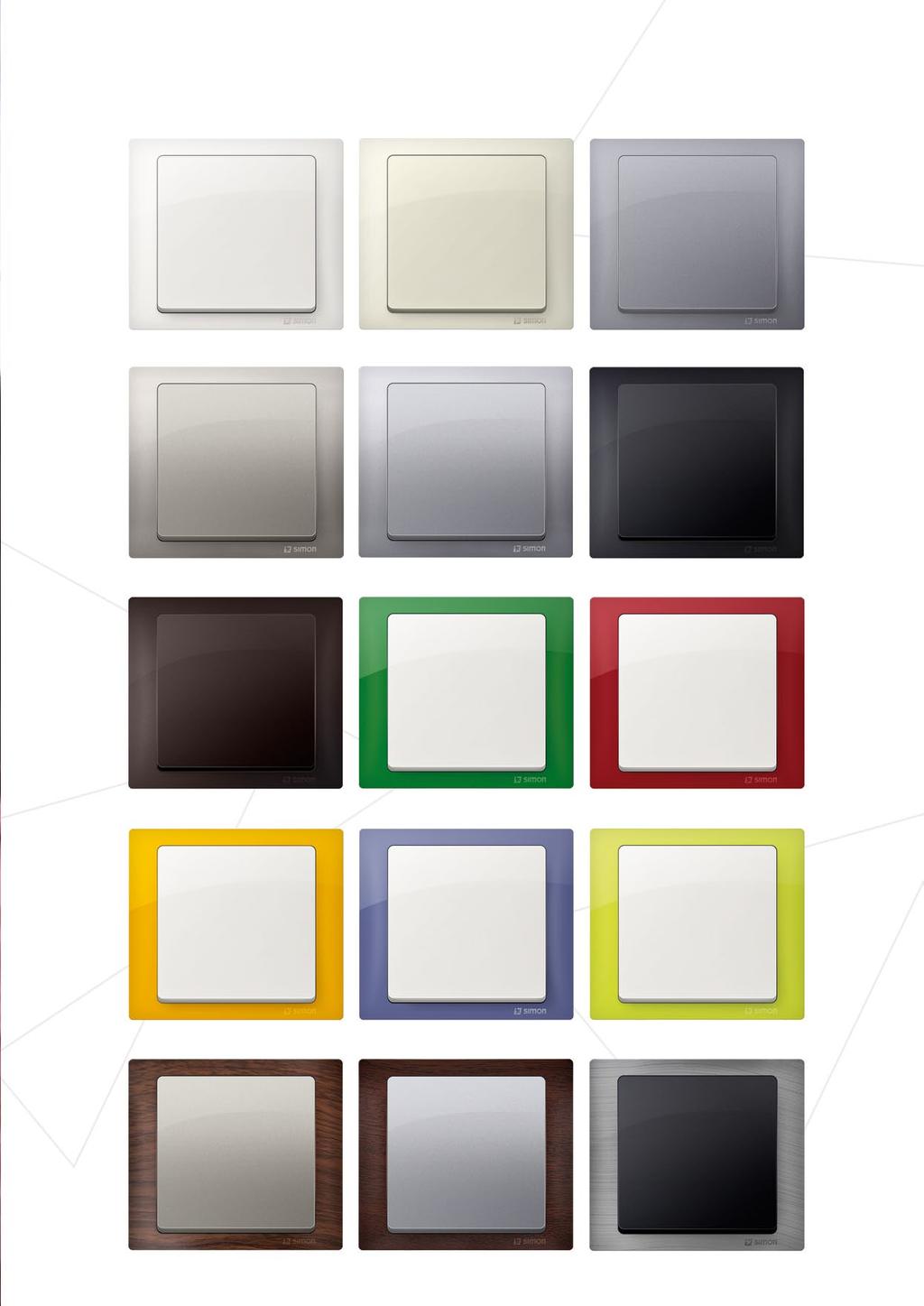 Máte na výběr 15 BAREV RÁMEČKŮ 7 BAREV MODULŮ Barva rámečku: bílá Barva modulu: bílá Barva rámečku: béžová Barva modulu: béžová Barva rámečku: ocel inox Barva modulu: ocel inox Barva rámečku: