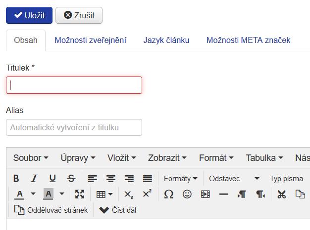 c. Napište článek - Pak je zde odkaz Napište článek. o Tento odkaz je tu proto, abyste mohli na stránky vkládat své příspěvky sami a nemuseli nikoho prosit.