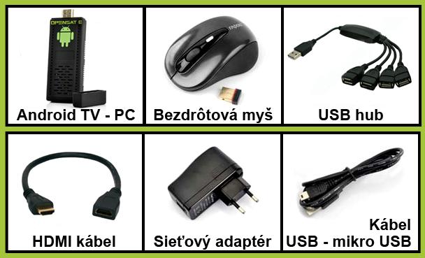 Obsah balenia Pripojenie Do USB host portu pripojte USB hub (súčasť balenia) a do ktoréhokoľvek z portov USB hubu
