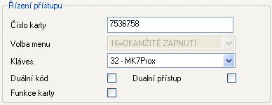 13 je příklad nastavení práv EZS pro kartu a na Obr.14 pro čtečku. Pokud je nastavená funkce Omezení grup (Obr.